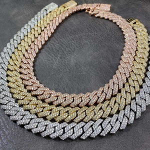 Collier de luxe chaîne cubaine Iced Out en or blanc, or jaune, or rose 14K 18K avec diamants Moissanite, style Hip Hop, le plus populaire de 2025 - Product Image 1