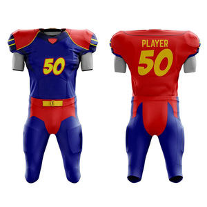 Uniforme de fútbol americano personalizado OEM transpirable 100% poliéster Jersey Transferencia de Calor impreso de talla grande diseñe su propio personalizado - Product Image 4