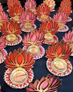 Rangoli ของตกแต่งพื้นห้องบัวแบบใช้ซ้ำได้สำหรับผู้ถือเทียนชาบูชาตกแต่งเทศกาลตกแต่งวัดสำหรับเทพี - Product Image 4