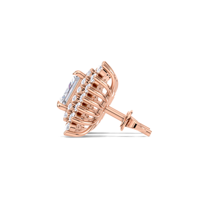 Boucles d'oreilles clous en diamant taille princesse 1,58 carat avec double halo, en or jaune, blanc et rose 9K plaqué rhodium, à visser - Product Image 2