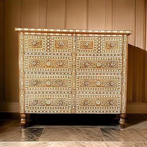 Elegante mesa de consola con incrustaciones de hueso, perfecta para el hogar o la oficina, elegante consola con incrustaciones de hueso, decoración de su hogar con un costo asequible - Product Image 1