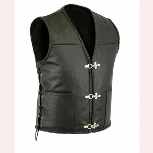 Chaleco de Motocicleta de Cuero para Hombre, Hecho en Fábrica, Transpirable, Resistente al Viento, Impermeable, Anti-UV, Color Personalizado, Teñido Liso - Product Image 3