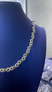 Collier à maillons en diamant avec accents d'émeraude verte, chaîne de luxe en argent, bijoux de créateur - Product Image 5