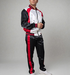 Survêtement personnalisé OEM pour hommes, veste et pantalon à glissière avec logo imprimé personnalisé, vêtements d'hiver, nylon, polyester et satin, ensemble de 2 pièces - Product Image 3