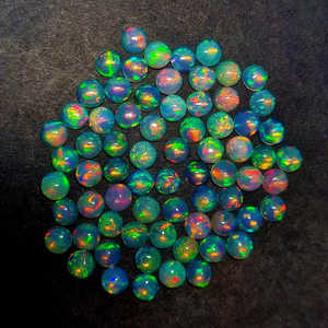 Opale éthiopienne de feu Welo de qualité incroyable taille 3mm forme ronde opale de feu pierres précieuses en vrac perles d'opales à dos plat - Product Image 4