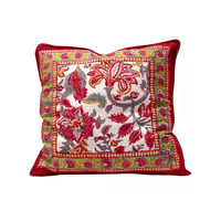 Nouvelle Housse de Coussin de Canapé Faite Main, Vintage, Rayée, Imprimée au Bloc, Tissée, Florale, en Coton Écologique, Personnalisable