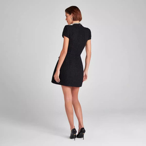 Abito Elegante in <span class=keywords><strong>Tweed</strong></span> Personalizzato OEM per Donna 2026, Vestito Aderente con Perline, Etichetta Privata di Fabbrica, Vestito Slim Fit che Valorizza la Figura, Etichetta ODM - Product Image 3