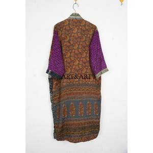 <b>Vintage</b> Elegant Silk <b>Kimono</b> Japanese Women's Sleepwear Patchwork Floral Printed Sexy Long Night Gown Maxi Soft - Product Image 5