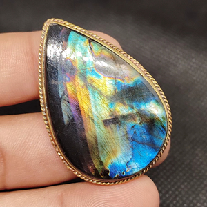 Cabujón de Labradorita Natural Multicolor, Piedra Preciosa Verde para Joyería, Piedra Brillante Pulida - Product Image 1