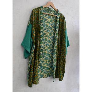 ชุดคลุมกิโมโนผ้าไหมระบายอากาศสำหรับผู้หญิงไซส์ใหญ่ ความยาวระดับเข่า ลายปะติดพิมพ์ลายอินเดีย ชุดนอน - Product Image 2