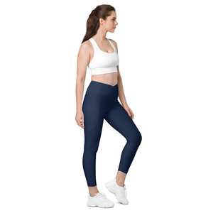 Shorts de sport pour femmes, taille haute, taille croisée en V, grande taille, séchage rapide, spandex, leggings de yoga pour la salle de sport, avec poche - Product Image 4