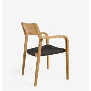 Muebles de Exterior, Silla de Jardín de Madera de Teca Sólida, Silla de Restaurante de Mimbre Negro, la Mejor Calidad - Feb - Product Image 3