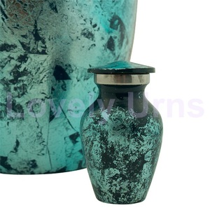 Petites urnes souvenirs en aluminium miroitant bleu Boîte en velours gratuite - Product Image 2