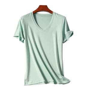 Camiseta de Cuello Redondo de Algodón Jersey Casual para Mujer, de Alta Calidad, Color Sólido, Manga Corta, Cómoda, Bordada, Suministro ODM - Product Image 1