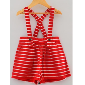 Mono de Algodón 100% para Niña, Tejido Jersey Sencillo, Teñido con Hilo, Tirantes Cruzados, Botones, Hecho en BD, En Stock - Product Image 1