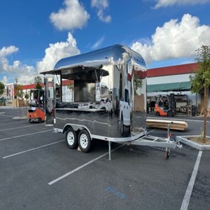 Airstream Retro Food Trailer Mobile Food Truck Stainless Steel Catering Cart With Trailer for Street Food Service For Sale - Product Image 1
