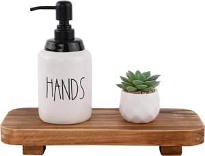 Elevador de madera de granja, soporte de Pedestal decorativo de pulgadas de madera, bandeja, pantallas, decoraciones para decoración rústica del hogar y la cocina (marrón) - Product Image 4