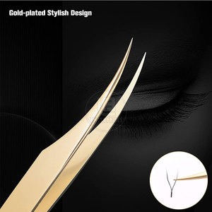 Pinces à épiler pour extensions de cils en acier inoxydable à pointe pointue de qualité supérieure, vente en gros OEM - Product Image 2