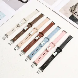 Correa de reloj de cuero suave de 14 mm con dije de perro adorable, compatible con <span class=keywords><strong>Mi</strong></span> <span class=keywords><strong>Band</strong></span> 8 9 10 y Apple Watch 9 10 11 para mujer - Product Image 1