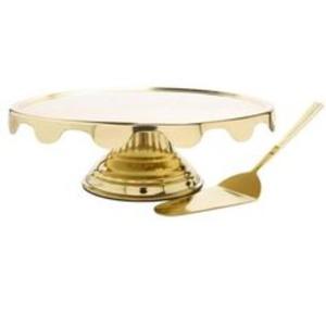 Elegante soporte para tartas chapado en oro con fuerte soporte y diseño atemporal para panaderías, bodas y grandes recepciones - Product Image 5