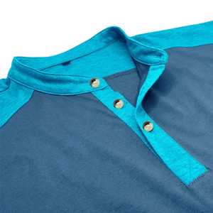 T-shirt en jersey élégant pour homme, en polyester, coton et élasthanne, col rond, boutonné, coupe décontractée, manches courtes, pour l'été, vêtements de mode - Product Image 2