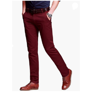 Pantalon Chino Solide Mince et Décontracté de Haute Qualité à Taille Moyenne pour Hommes Brodé à Devant Plat en Gros du Bangladesh - Product Image 1