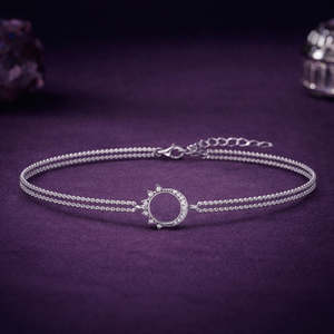 NOVAMART Fine Silver <b>Moon</b> Double Chain Fine Charm Bracelet Wholesale Export - Product Image 2
