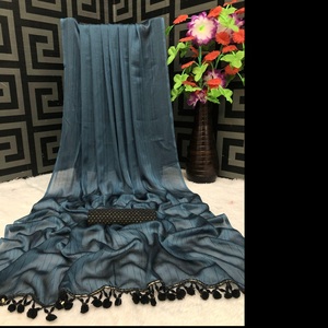 ชุดผ้าส่าหรีผ้าฝ้ายสำหรับเจ้าสาวชุดงานปาร์ตี้สุดพิเศษจากอินเดียผ้าคอตตอนสุดอินเทรนด์ - Product Image 1