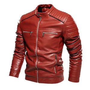 Veste d'hiver unisexe à la mode pour homme Veste en cuir coupe-vent à logo personnalisé pour homme Style décontracté en cuir véritable avec fermeture éclair - Product Image 2