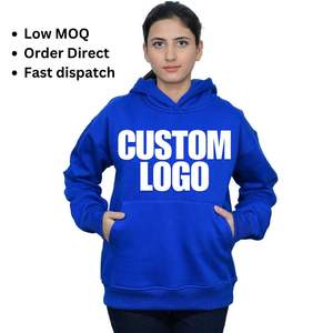 Logo personnalisé bleu femmes coton sweats à capuche surdimensionnés 400 gsm quantité minimale de commande bas prix compétitif RTS prêt à expédier sérigraphie impression broderie - Product Image 1