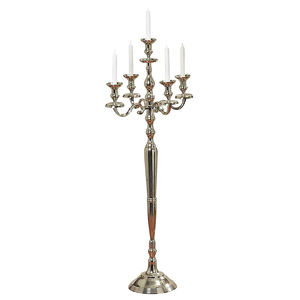 Les mieux notés métal aluminium argent fini 5 bras candélabre bougeoir taille personnalisée pour les décors de pièce maîtresse de table de mariage - Product Image 2