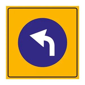 Reflective 90x90 cm <b>Roadway</b> Mandatory Left Turn Sign-<b>Safety</b> Caution Warning Signage - Product Image 1