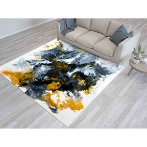 Tapis noir et jaune, tapis moderne, tapis d'entrée, tapis en chenille - Product Image 2