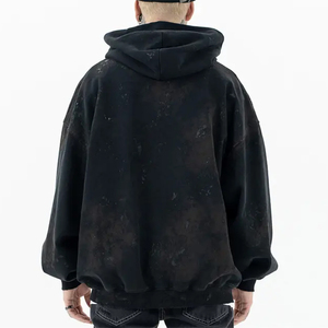 Sweat-shirt à capuche unisexe en coton 100% lourd 500 g/m², surdimensionné, délavé à l'acide, uni, teint, brodé sur mesure - Product Image 2