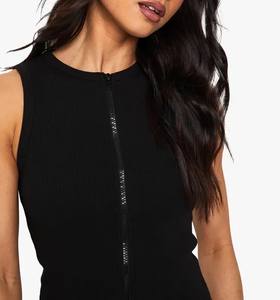 Camiseta sin mangas de alta calidad para yoga y gimnasio para mujer, diseño de cremallera completa, camiseta sin mangas de Color negro transpirable y cómoda - Product Image 4