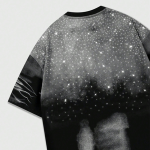 Men's Grunge Punk Rhinestone Splicing <b>T</b>-<b>Shirt</b> Casual Round Neck Short Sleeve Summer <b>Rave</b> Style <b>T</b>-<b>Shirt</b> - Product Image 4