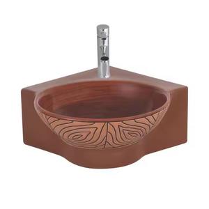 Rond Moderne Décoration de La Maison Table Top Art Salle De Bains Porcelaine Céramique Lavabo En Bois Lavabo De Salle De Bains - Product Image 1