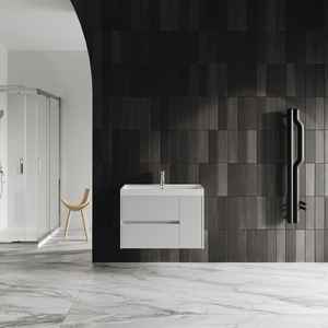 Meuble de salle de bain suspendu Cannes 80 cm blanc mat côtelé - Product Image 2