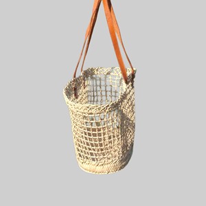 Sac fourre-tout durable en paille tressée avec poignées en cuir, style bohème, motif ajouré, sac de plage d'été, doublure en toile, conception ouverte - Product Image 2