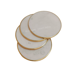 High-Quality <b>Marble</b> <b>Coaster</b> Gold Brass Rim Resin Epoxy Wood Square Cup <b>Coaster</b> slices set for Christmas Gift present - Product Image 5