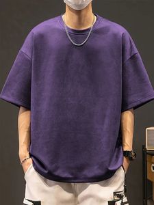 เสื้อยืดโอเวอร์ไซส์สีน้ำตาลสำหรับผู้ชาย สไตล์วินเทจ แขนกุด คอกลม ผ้าฝ้ายทอ 100% น้ำหนัก 220 กรัม แห้งเร็ว - Product Image 5