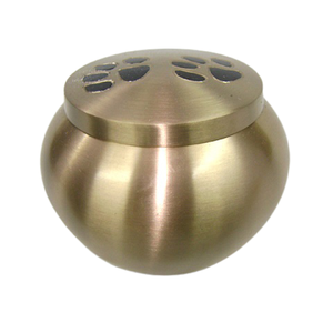 Urna Funeraria de Metal Premium Odyssey, Diseño Moderno con Patrón de Huella Negra, Recuerdo Elegante para Servicios Funerarios de Mascotas, Oculta las Cenizas con Estilo - Product Image 3