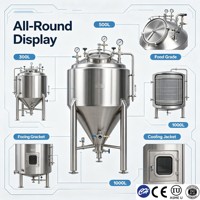 Cuve de Fermentation Conique en Acier Inoxydable 304 pour Brasserie, Fermenteur à Vin, Cuve de Maturation OEM SS304 CE ISO pour la Transformation Alimentaire