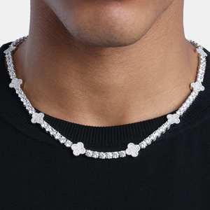 Collares de cadena tipo tenis de oro de 14K con moissanita de 5MM y diseño de cuatro hojas, estilo diamante - Product Image 5