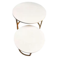 Table basse en métal de luxe moderne pour salon dessus rond en bois avec finition dorée Design personnalisable