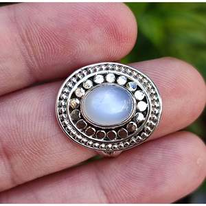 925 Sterling <b>Silver</b> Boho <b>Statement</b> Women's <b>Ring</b> Handmade with Natural Moonstone Oval Cut Perfect Gift for Birthday Anniversary - Product Image 2