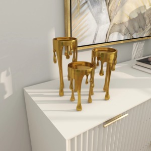 Portavelas de Metal dorado hecho a mano de primera calidad, centro de mesa de hierro decorativo, acento artístico de lujo para sala de estar y salón - Product Image 6