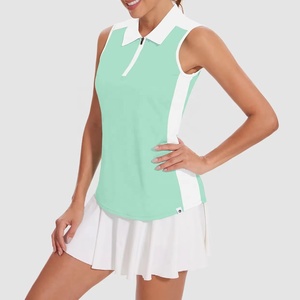 Haut court en maille à demi-zip et manches courtes pour femme, col polo, respirant, idéal pour l'été - Product Image 4