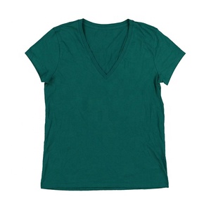 Camiseta de manga media con cuello redondo para mujer, ropa informal 100% de algodón/poliéster de alta calidad, bordada con logotipo de impresión personalizada - Product Image 6