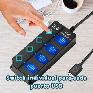 Hub USB 3.0 de 4 Puertos con Indicador LED y Control Independiente, Transferencia de Datos Rápida de 5Gbps para PC, Base de Conexión Tipo-C, en Stock - Product Image 4